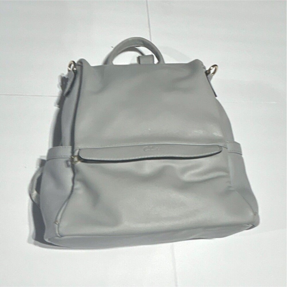 Cluci Gray Backpack Purse Zip Closure Top Handle Adjustable Strap Gold Hardware